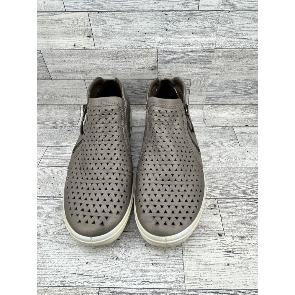 ECCO Danish Design Women's Taupe Perforated‎ Leather Zip Slip On Sneakers Size 9